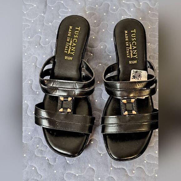 Easy Street Tuscany Italy black sandals size 7.5W - Picture 1 of 4